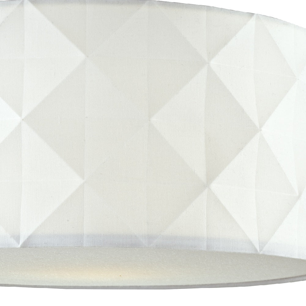 White Cotton Faceted Geometric Retro Easy Fit Drum Pendant Shade with Diffuser 40cm - Image 3