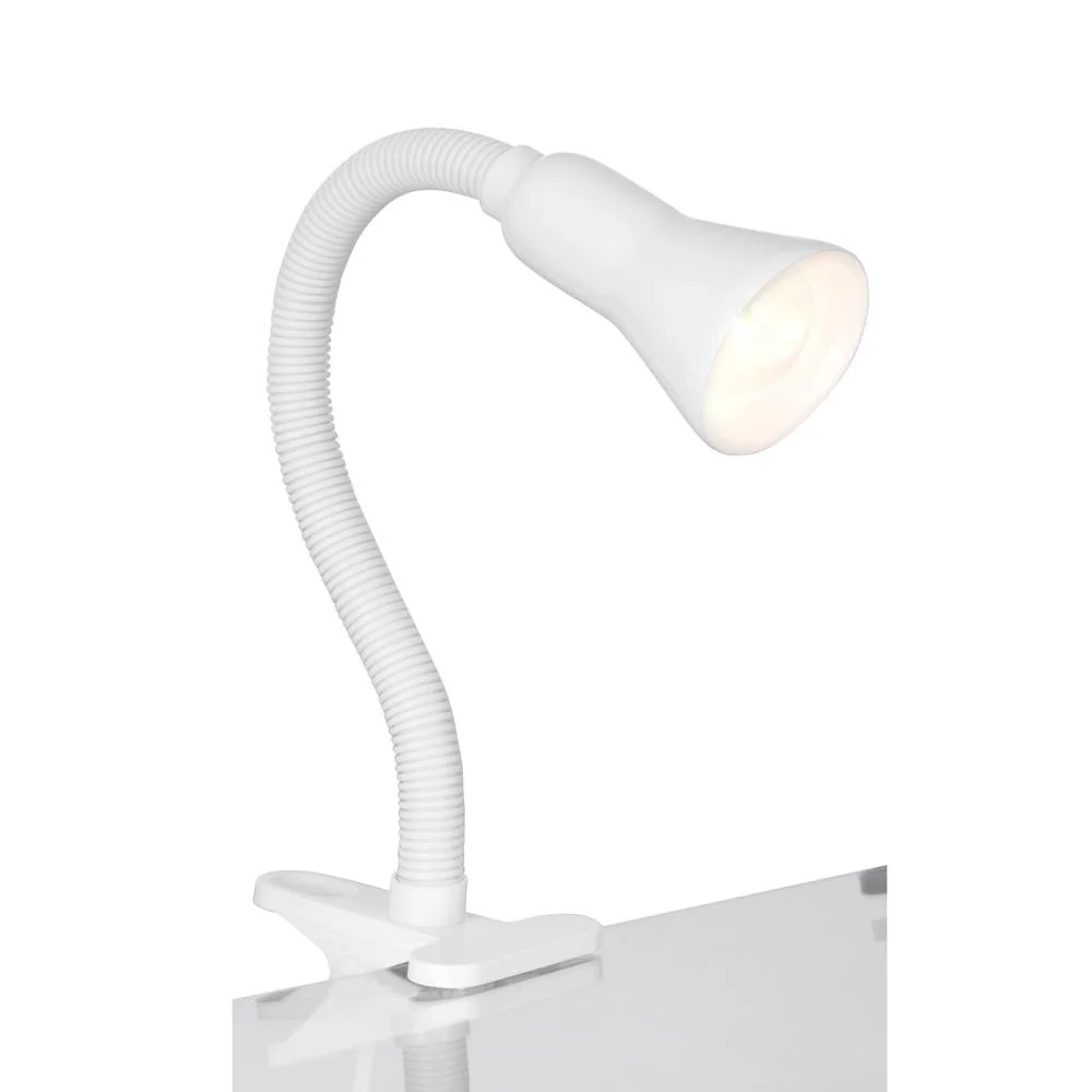 White Modern Clip On Flexible Stem Switched Task Table Lamp 30cm - Image 3
