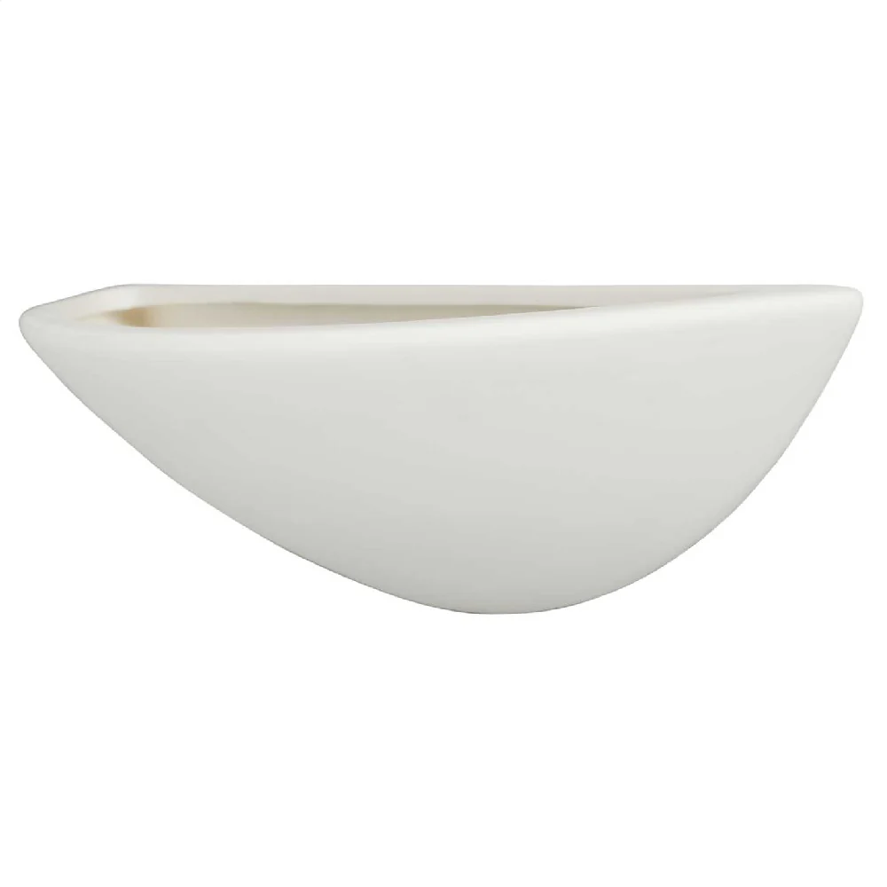 White Plaster Ceramic Single Lamp Curved Wall Uplighter 400mm - Image 3