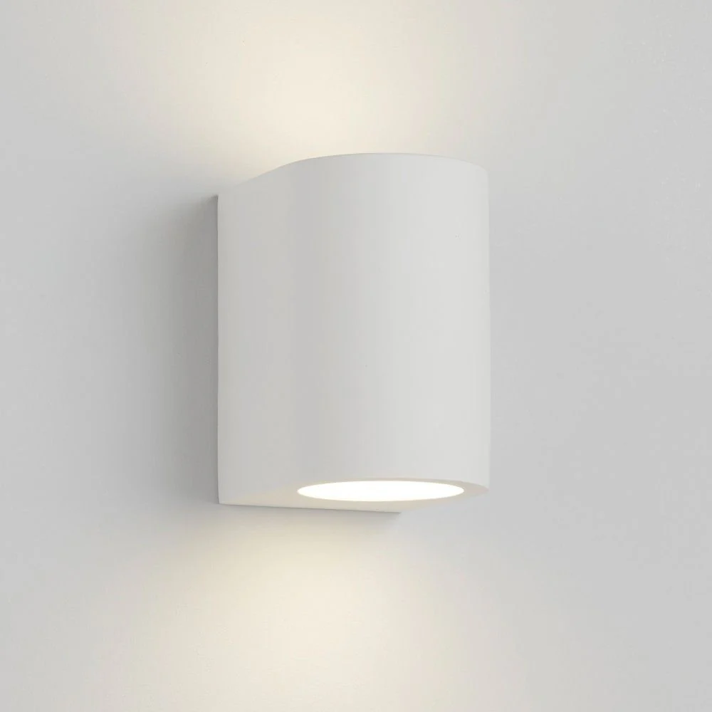 White Plaster Curved Cylinder Up & Down Wall Light - Image 2