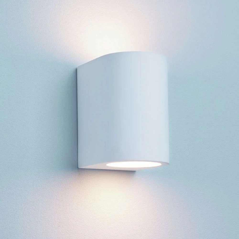 White Plaster Curved Cylinder Up & Down Wall Light - Image 3