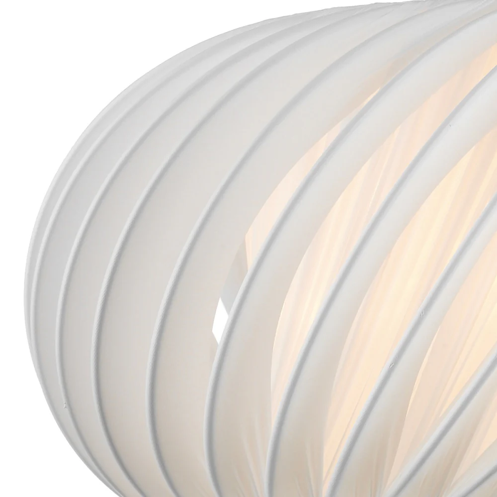White Polycarbonate Vintage Retro Easy Fit Slanting Elliptical Dome Pendant Shade 30cm - Image 3