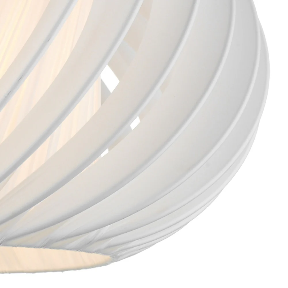 White Polycarbonate Vintage Retro Easy Fit Slanting Elliptical Dome Pendant Shade 30cm - Image 4