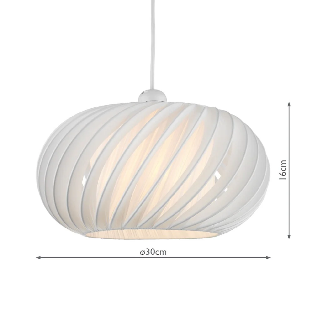 White Polycarbonate Vintage Retro Easy Fit Slanting Elliptical Dome Pendant Shade 30cm - Image 5