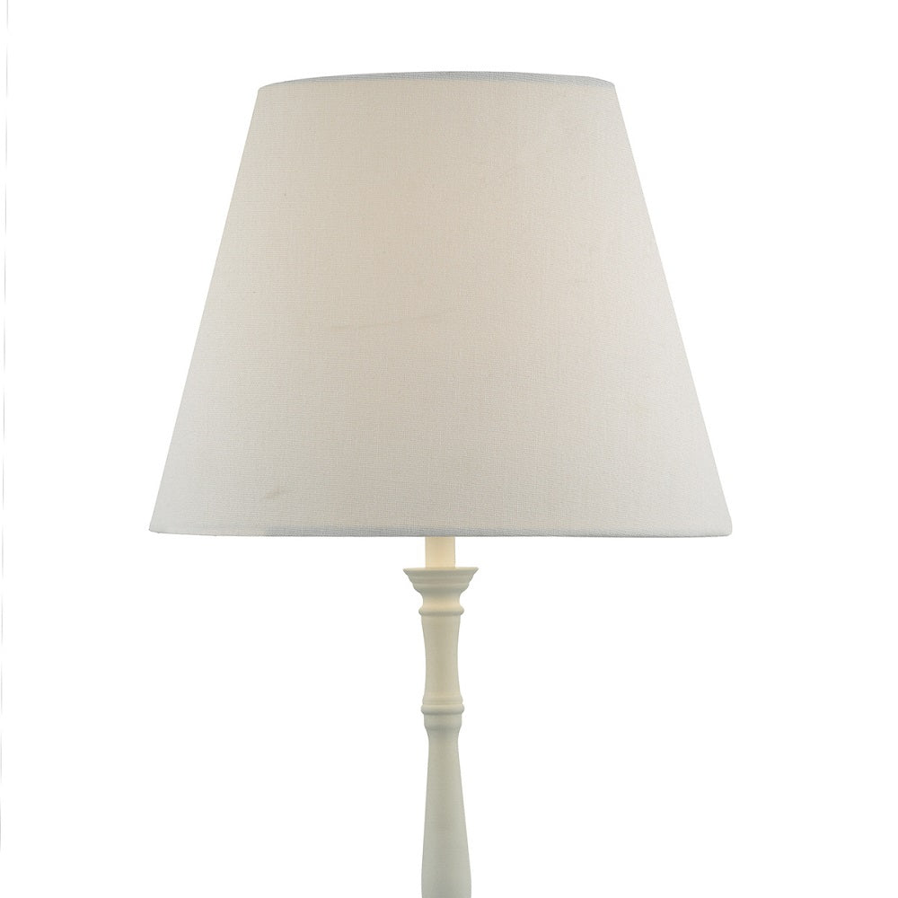 White Vintage Candlestick Table Lamp with Linen Shade 59cm - Image 2