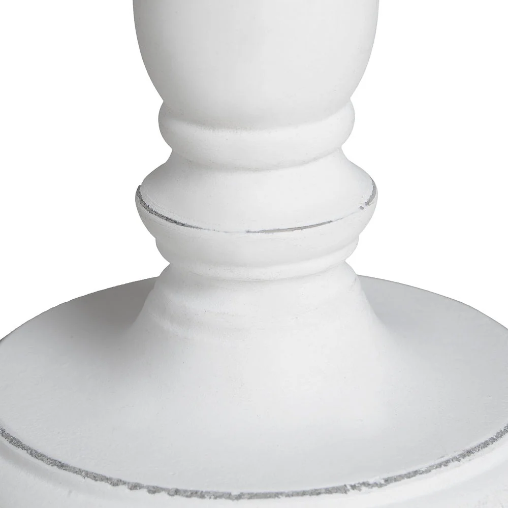 White Washed Wood Vintage Rustic Table Lamp with Oatmeal Fabric Shade 30cm - Image 2