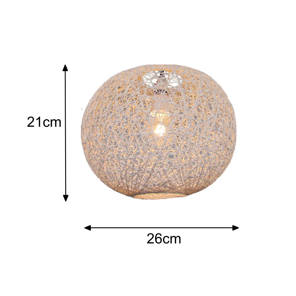 White Woven String Ball Vintage Retro Easy Fit Round Globe Pendant Shade 25cm - Image 4